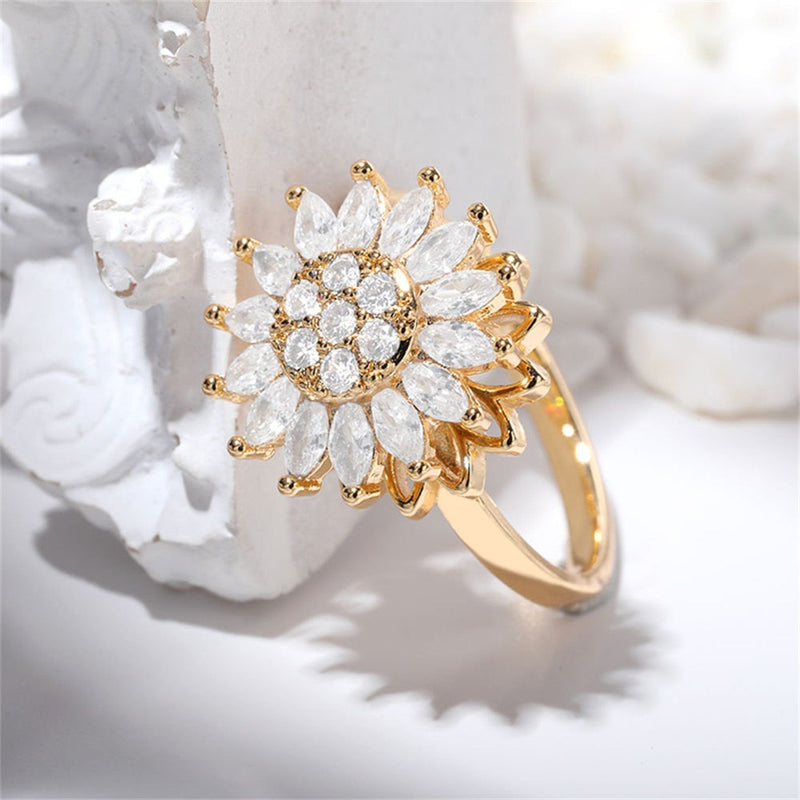Girasol Heart Duo™ Anillo antiestrés de girasol giratorio