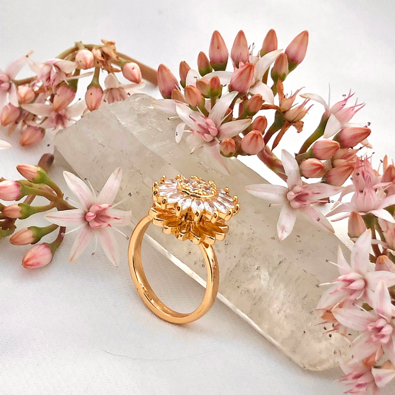 Girasol Heart Duo™ Anillo antiestrés de girasol giratorio